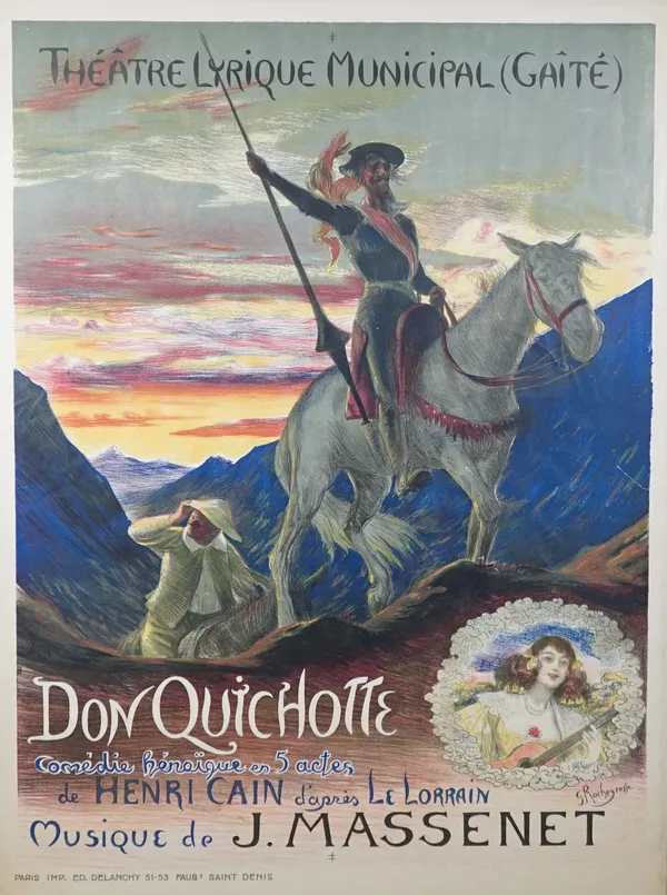 GEORGE ROCHEGROSSE (1859 - 1938) /  AUGUSTE GORGUET (1867 - 1927)  a group of three French theatre posters,  including two George Rochegrosse colour l