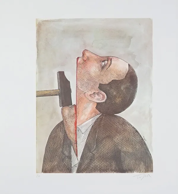 ROLAND TOPOR  (1938-1997),  Amnesty International 1977, offset lithograph, signed and numbered 1/100, 76cm x 60cm.; together with a further unsigned c