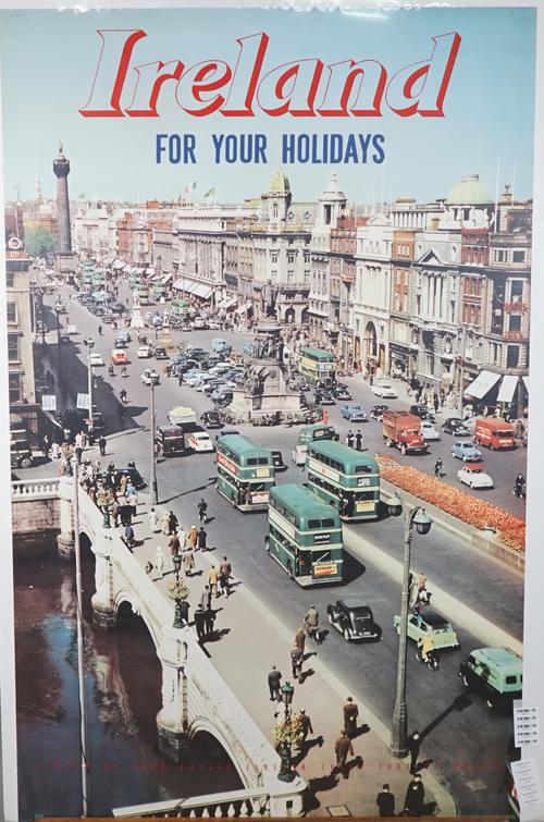 IRELAND TOURISM POSTER:   'Ireland for Your Holidays', ca. 1950s. issued by Bord Failte Eireann Irish Tourist Board, P510, printed Ormond Printing Co.
