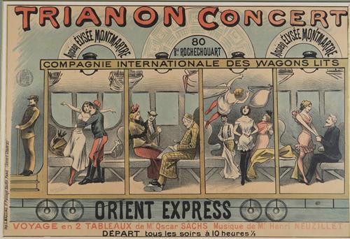 FRENCH THEATRE POSTER:  'Orient Express', a play in two acts performed at the Trianon Concert theatre, former Elysee, Montmatre, Paris, 1896, artwork