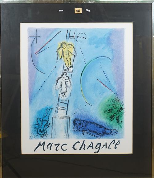 MARC CHAGALL  (1887 - 1987)  Jacob's Ladder, a colour lithograph, 1977, 59cm x 49.5cm within mount, framed and glazed.