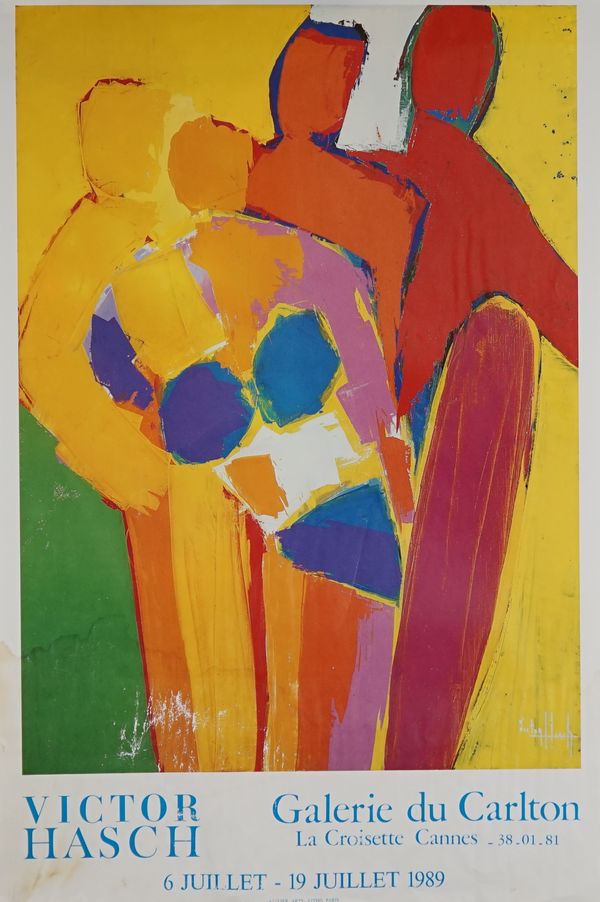 EXHIBITION POSTERS:  a group of five colour lithographs,  includes Origine et Evolution de L'Homme, Marseille, France, 1984, 65.5cm x 50cm:  Victor Ha