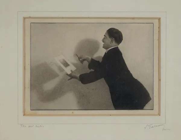 L.D. TALAMON f.r.p.s.  (Exhibited 1930s)  The Art Critic. oil process, carbon paper, bichromate print. titled, mounted, signed by the photographer in