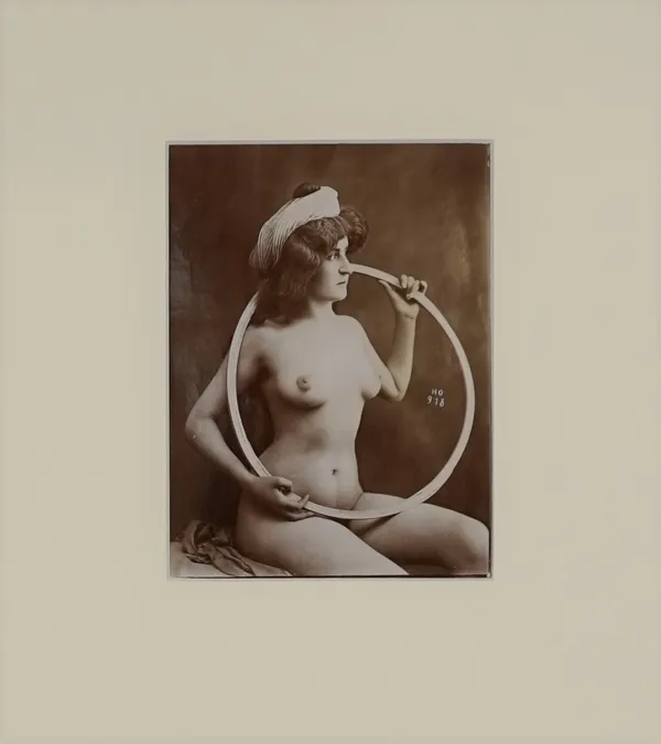 ANON:  Nude Female Study, ca. 1880.  albumen print, pasted on card, and further mounted within card boards numbered 1214 lower r.h. on the image, 13.5