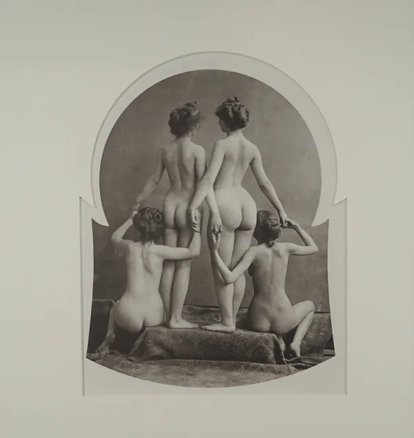 EMILE  BAYARD  (1837 - 1891)  The Quartet, ca. 1905.  photogravure, mounted within cream boards, 32cm x 20cm, sold with  ANON:  Nude Lady, 1920s. gela