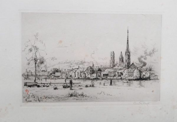 Eugene Bejot (French, 1867-1931), L'Ile Lacroix, Rouen, etching, fourth (final) state, signed, 15.5cm x 24.5cm.