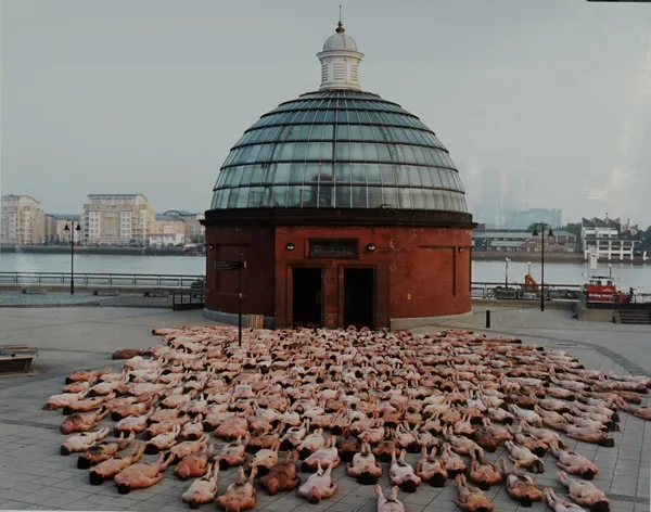 SPENCER TUNICK (b. 1967)  'Cutty Sark Nudes, 2001' / 'Saatchi Gallery 'Installation', 2003.  three colour prints, m/p, signed, and dated on versos, 25