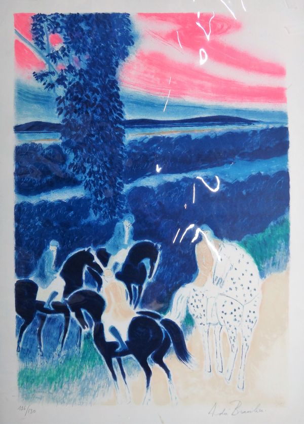 Andre Brasilier (French 1929-2004), Les Quatres Cavaliers, colour lithograph signed 126/130 91cm x 62cm; together with two further works by the same h