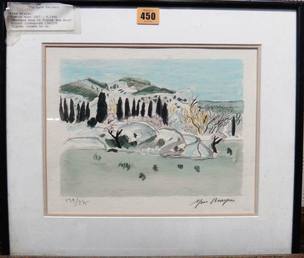 Yves Brayer (French b.1907-1990) Rochers dans la plaine des baux, colour lithograph signed, 139/275 19cm x 26cm; together with two further works by th