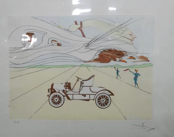 Salvador Dali (Spanish, 1904-1989), Chariot de Vents, etching with hand colouring, signed, 36cm x 50cm. DDS