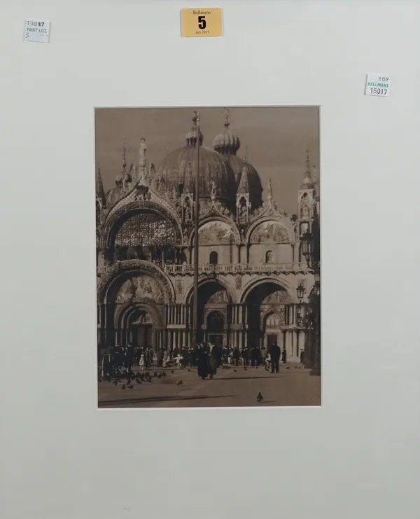 FINE ART PRINTS:  a group of five foreign views, including St. Mark's Basilica, Venice, ca. 1920s, 23cm x 17.5cm within mount, and four other views, f
