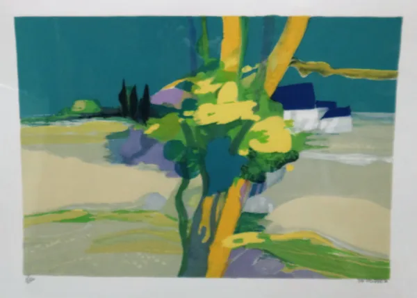 Freddy (Alfred) Defossez (French b.1932), Paysage, colour lithograph, signed, 69/200, 43cm x 61.5cm.; together with three further works by the same ha