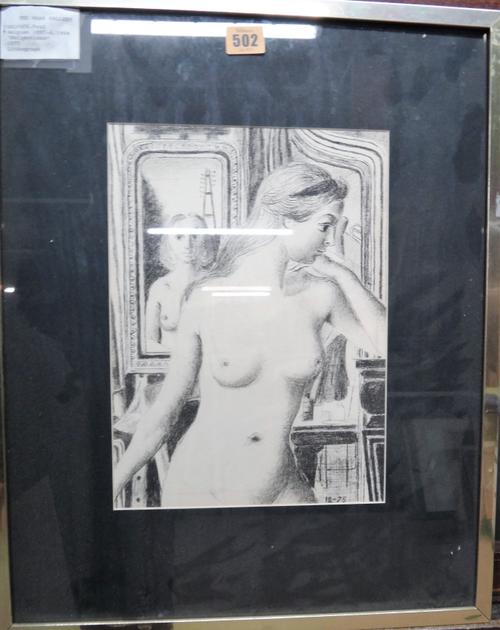 Paul Delvaux (Belgian 1897-1994), Reflections, lithograph, 1975, 31cm x 22.5cm.; together with a further work by the same hand.(2)