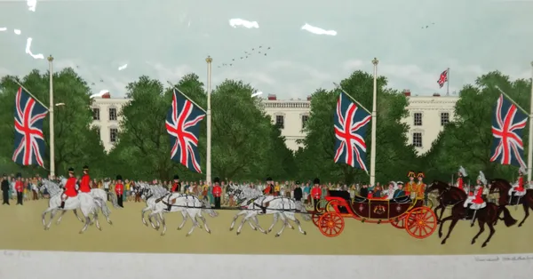 Vincent Haddesley (British b.1929) Royal wedding, colour lithograph signed, CIII/CL 34cm x 75cm; together with three further works by the same hand. (