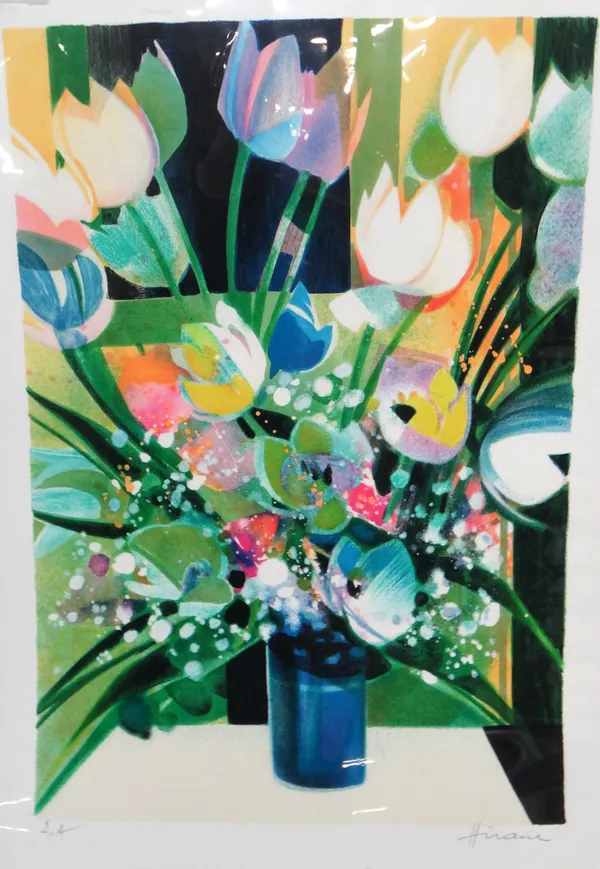 Camille Hilaire (French b.1916-2004) Bouquet de Tulipes colour lithograph signed 64cm x 45cm; together with two further works by the same hand. (3)