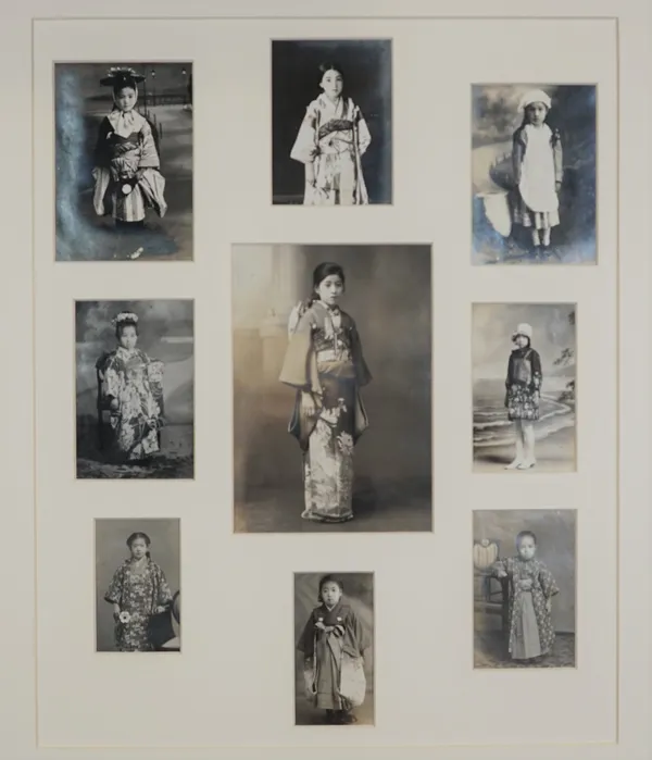 UNKNOWN:  Gaisha Girls in National Dress, Tokyo, Japan, 1920, a group of eight portraits, the largest image 8.5cm x 6cm;    Japanese Children in Natio