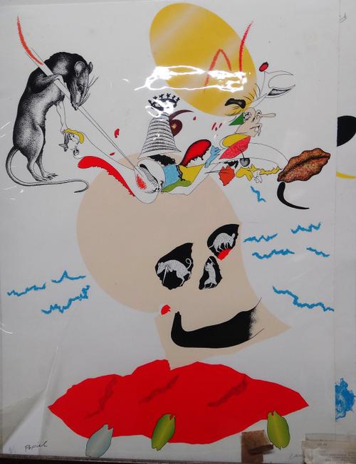 Colin Langeley (New Zealand b.1938), Pan Twardowski, colour screenprint, signed and dated '72, 21/70, 77cm x 57cm.; together with another work by the