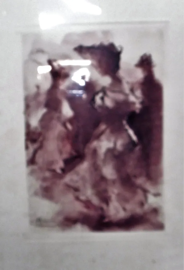 Pompeo Mariani (Italian 1857-.1927), Prifilo di Donna Velata, colour monotype, signed, 34cm x 24cm.; together with 'In Company' by the same hand.(2),