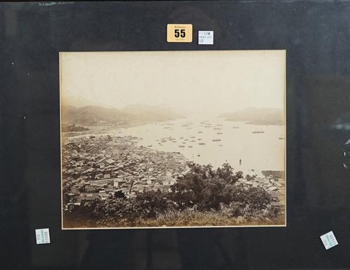 MILITARY:  a group of three photographs including HMS. Theseus, on route to Suez, 3rd Nov, 1956,14cm x 24cm;  WW1 Rail Mantro Field Gun, 25.5cm x 34cm