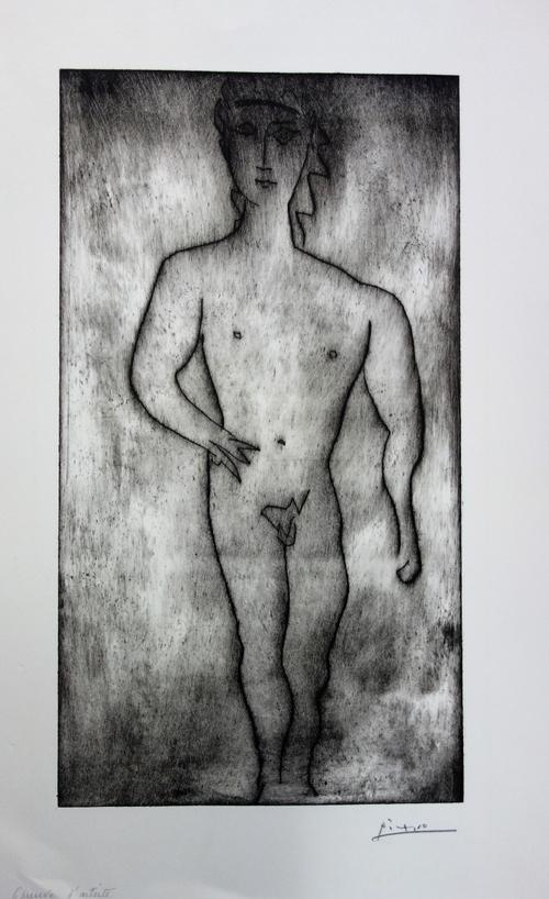 After Pablo Picasso (Spanish 1881-1973), Nudes; Head study, four etchings, bearing pencil signatures, the largest two 39.5cm x 21.5cm.(4)