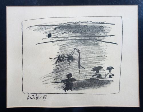 After Pablo Picasso (Spanish 1881-1973), A Los Toros, Jaime Sabartes, lithograph, 23cm x 30cm.; together with a colour lithograph of Mother and child,