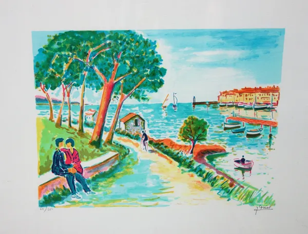Jean-Claude Picot (French 1934-), Le Lavandou, colour lithograph, signed, 48/250, 37.5cm x 51.5cm.; together with eight further works by the same hand