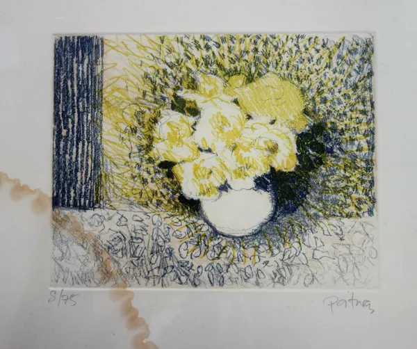 Douglas Portway (South African b.1922), Just Flowers; Bouquet of flowers in the window, two colour etchings with aquatint, signed, each 14cm x 17.5cm.