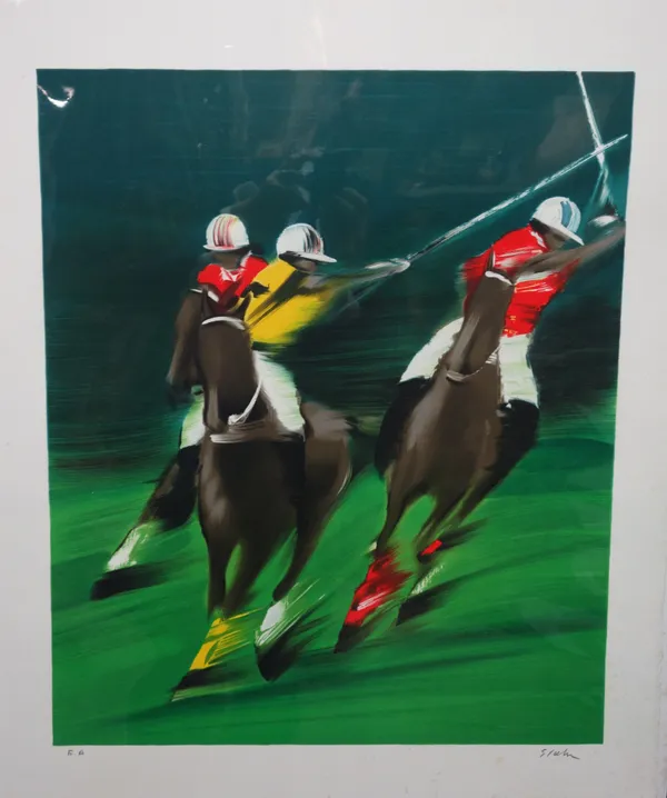 Victor Spahn (French b.1949), Polo, colour lithograph, signed, 55cm x 46cm.; together with three further by the same hand.(4)