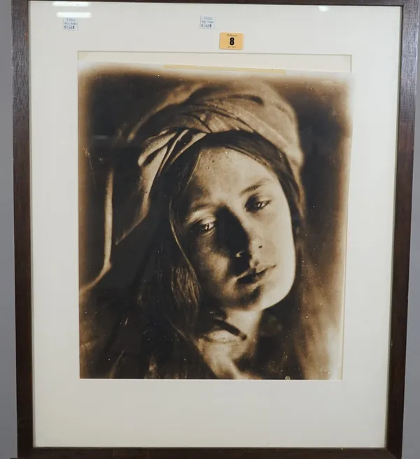 BILL ROWIN  (Contemporary)  portrait of female wearing a turban style veil, 1988, sepia toned print, 45cm x 36cm, within mount, framed and glazed.