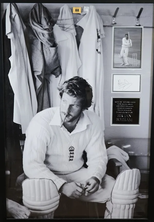 CRICKET [The Ashes]  a group of three black and white images, includes Sir Ian Botham, 'Botham's Ashes', 1981, r.h. inset signature, smaller image, an