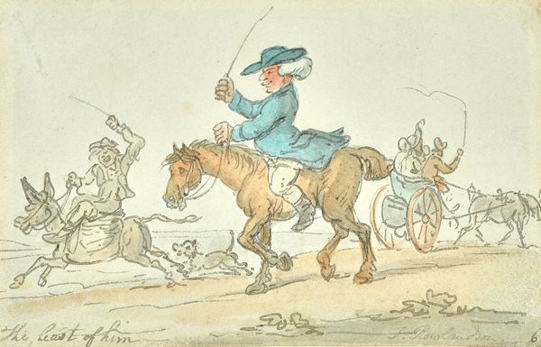 Thomas Rowlandson (1756-1827), How to Make the Least of a Horse; Travellers at a tollgate, two, pen and grey ink and watercolour, both signed, one ins