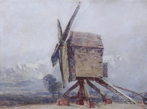 Attributed to David Cox (1783-1859), View of a windmill, watercolour over pencil, bears a signature, 27cm x 36cm.