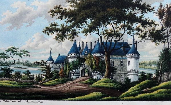 French School (late 19th/early 20th century), Chateaux de Loire, a set of six lithographs with hand colouring, each 9cm x 15cm.(6)