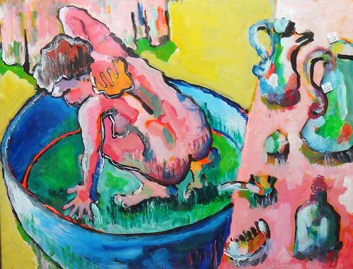 Oleg de Bailloff (20th century), after Degas, Le Bain, oil on board, signed, inscribed and dated 2004, 54cm x 70cm. DDS