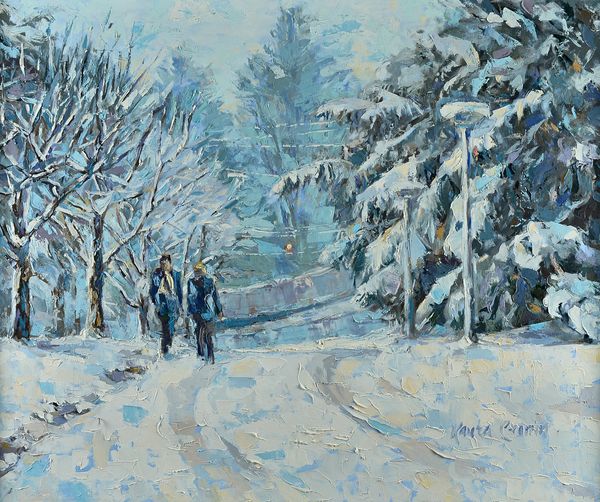 Laura Cronin (b.1971), A Snowy Walk, oil on canvas, signed, 75cm x 90cm. DDS