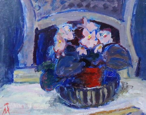 Margaret Thomas (1916-2016), The John Gay Bowl, oil on board, signed with monogram, 29cm x 36.5cm DDS