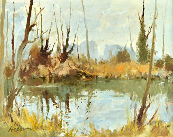 Edward Wesson (1910-1983), January Pond, oil on board, signed, 38.5cm x 49cm. DDS