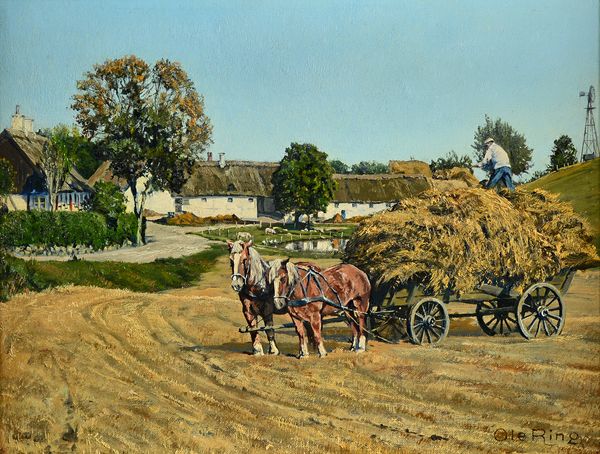 Ole Ring (1902-1972), The Haycart, oil on canvas, signed, 25,.5cm x 33cm. DDS