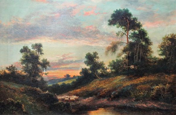 Francis E. Jamieson (1895-1950), Sunset landscape, oil on canvas, signed, 50cm x 74.5cm. DDS