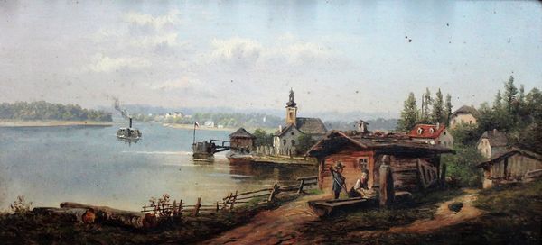 C. Ticcino (19th century), Landscapes, a pair, oil on panel, each 14cm x 29.5cm.(2)