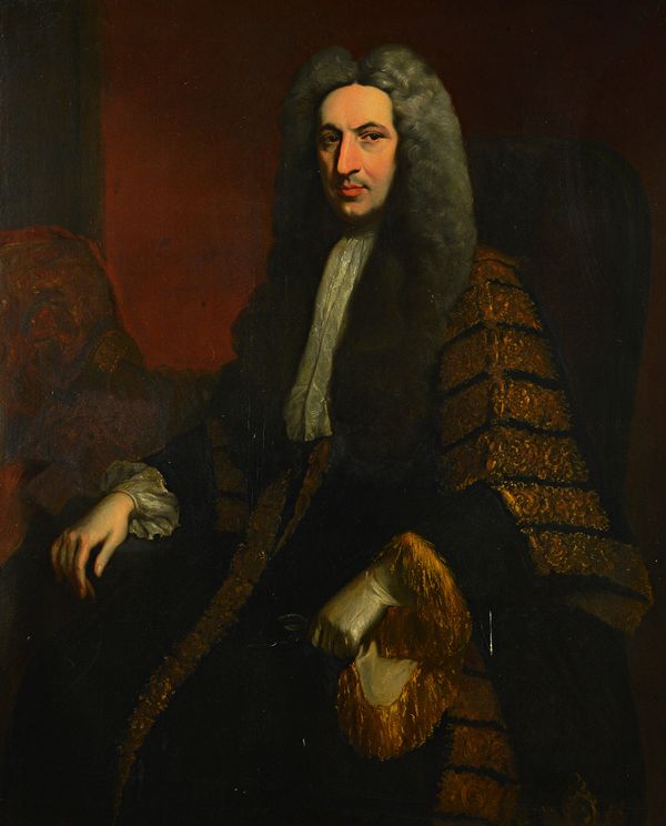 Eddis, after Jonathan Richardson, Portrait of Peter King, 1st Baron King of Ockham and Lord Chancellor 1725, oil on canvas, inscribed on label on stre