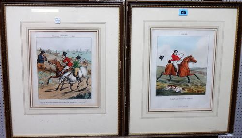 After Henry Alken, 'Ideas', a group of twelve lithographs with hand colouring, most 20cm x 26cm or 24cm x 20cm.(12)