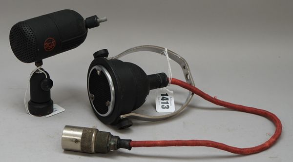 An RCA Type 88-A pressure microphone, c. 1938 and an STC omnidirectional dynamic microphone.  (2)Provenance: Property of the Late Ray Merrin, film re-