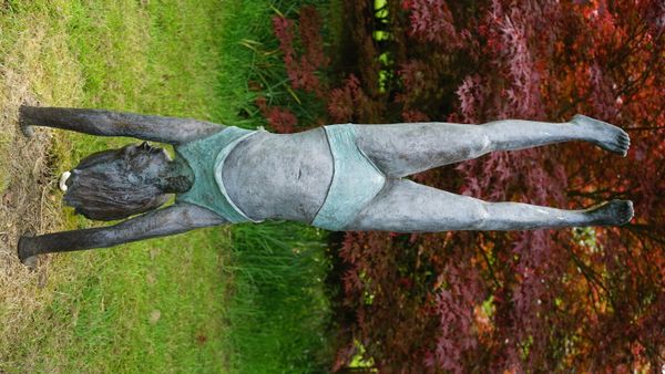 Olwen Gillmore, Lucy (upside down) bronze with coloured patination, 166cm high. DDS