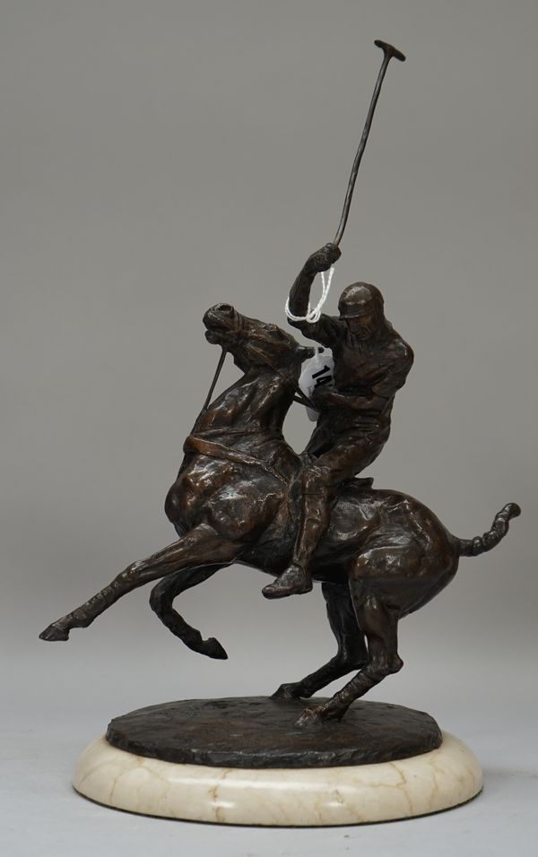 Lorne Mckean (b. 1939), Polo, signed, dated and numbered 'Lorne Mckean 1969 I' bronze on marble base, 30cm high overall.DDS