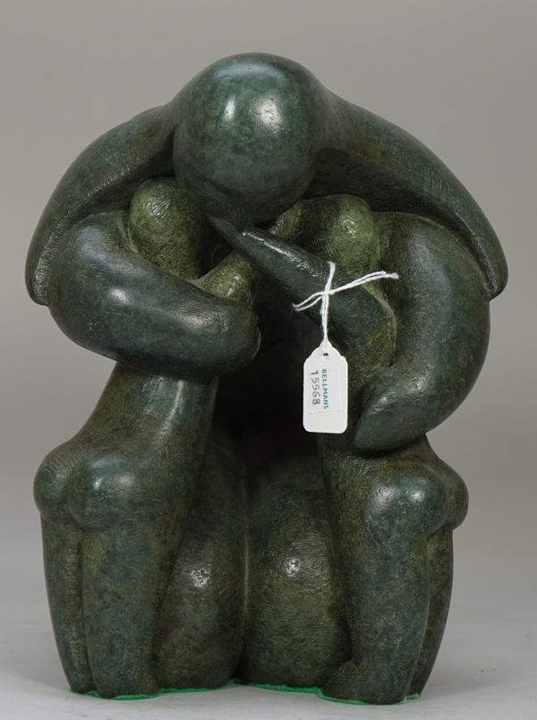 Vanessa Pooley (b. 1958), Octopus mummy, signed and numbered 'VMP 3/19' bronze with green patina, 26cm high. DDS