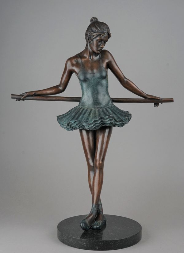 Jonathan Wylder (b. 1957), Ballet dancer, bronze with marble base, 59cm high. DDS Illustrated