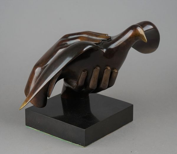 Etienne Pirot, Peace, signed 'Etienne' and stamped 'Landowski Fondeur', dated '2003', bronze on marble base '1/8', 30cm high, overall. DDS  Illustrate