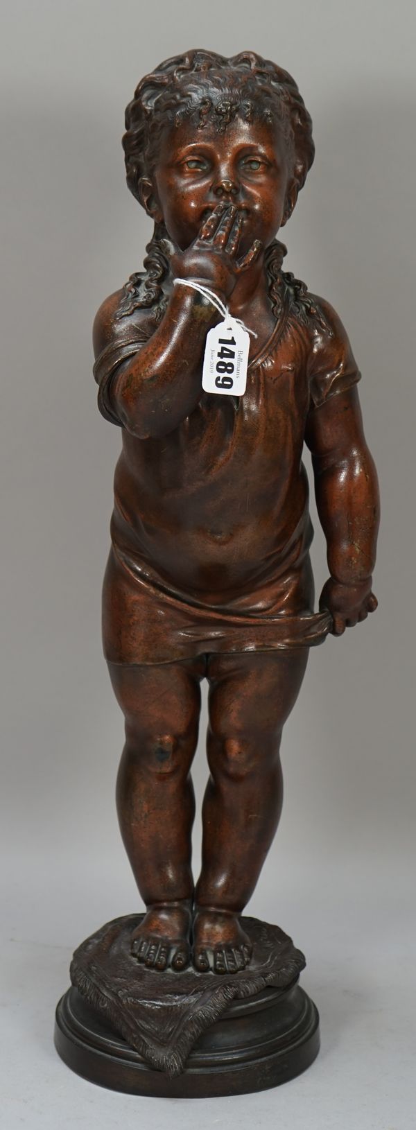 Nicholas Lecornet, late 19th century, Le baises de l'enfant, signed bronze, 53cm high.