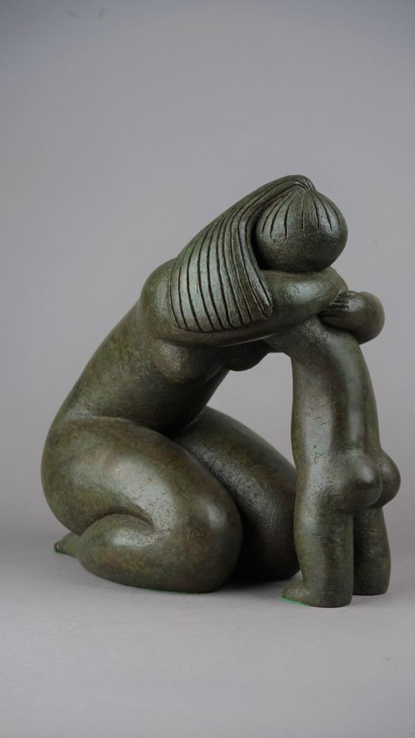 Vanessa Pooley (b. 1958), Mother and child, with initial and numbered 'VP / 1/19' bronze, 31cm high. DDS  Illustrated